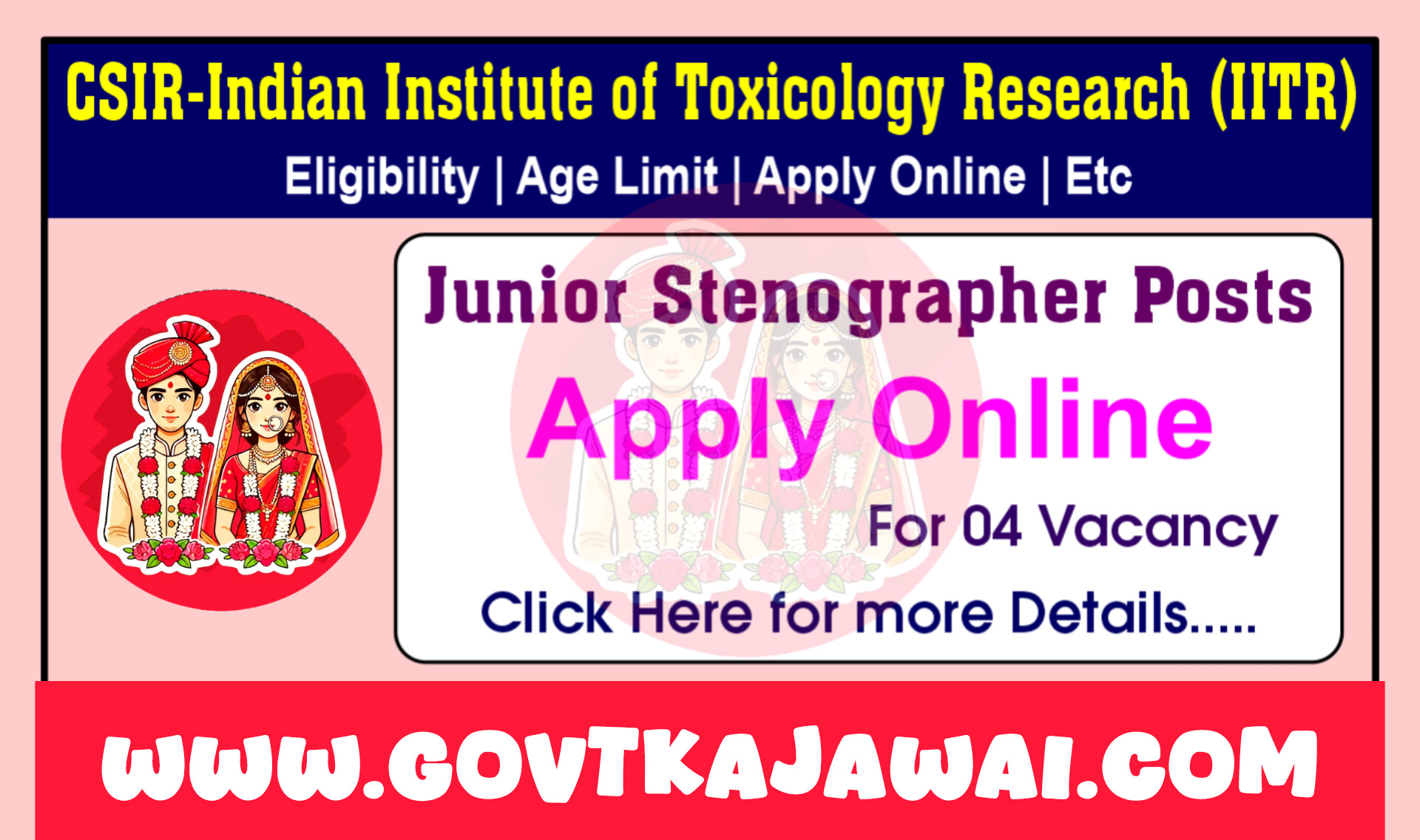 CSIR Indian Institute of Toxicology Research IITR Lucknow Junior Stenographer Recruitment 2025 Apply Online for 04 Post
