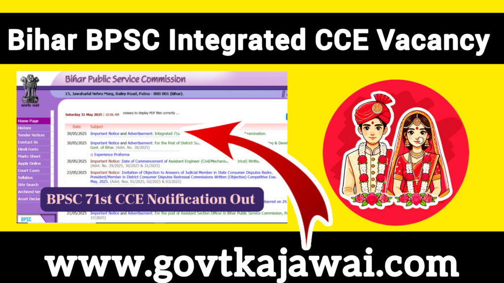 Bihar BPSC Integrated 71st Combined (Preliminary) Competitive Examination Recruitment 2025 Apply Online for 1250 Post