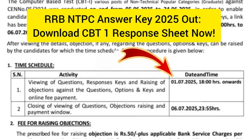 RRB NTPC Answer Key 2025 Out: Download CBT 1 Response Sheet Now!